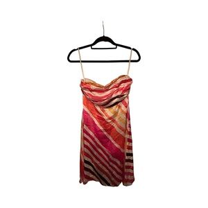 THE LIMITED Strapless Dress in Red and Orange Stripes
